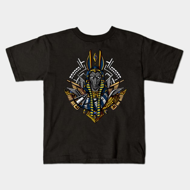 Egyptian God Anubis Kids T-Shirt by underheaven